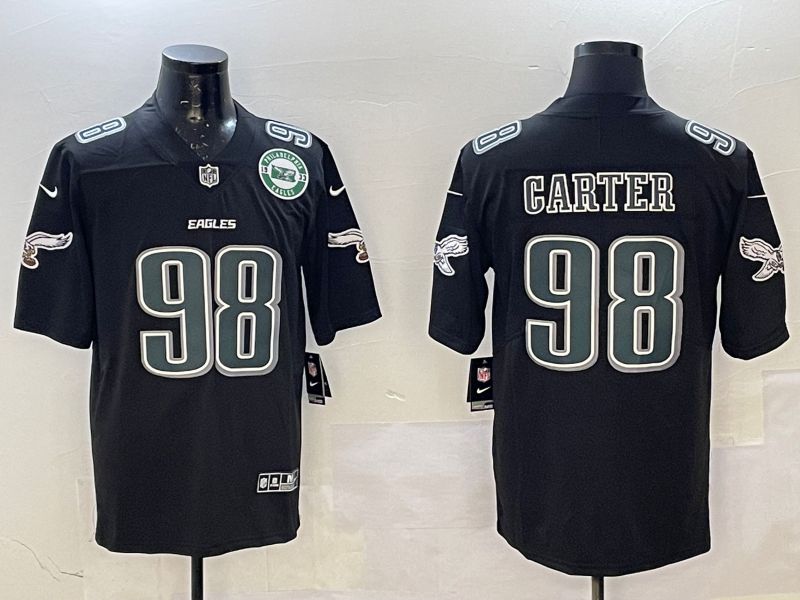 Men Philadelphia Eagles #98 Carter Black Fashion 2025 Nike Limited NFL Jersey style 2
